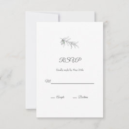 Met de hand getekende groene olijven bladeren RSVP kaartje