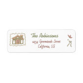 Met de hand getekende groene perzik kerstdoodle etiket (Voorkant)