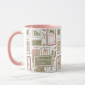 Met de hand getekende groene perzik kerstdoodle mok (Links)