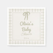 Met de Hand Getekende Groene Retro Gingham Strik B Servet (Voorkant)