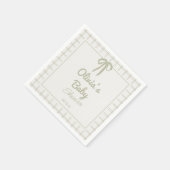 Met de Hand Getekende Groene Retro Gingham Strik B Servet (Hoek)