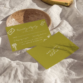 Met de Hand Getekende Groene Romantische Whimsy Br RSVP Kaartje