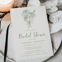 Met de Hand Getekende Groene Rozen Boeket Bruidsdo
