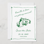 Met de hand getekende groene Save the Date foto QR Kaart (Voorkant)