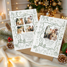 Met de hand getekende groene strik familiefoto met