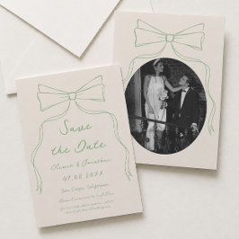 Met de Hand Getekende Groene Trouw Save the date F Kaart