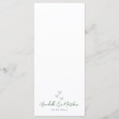 Met de Hand Getekende Groene Whimsical Bruiloft Menu (Achterkant)