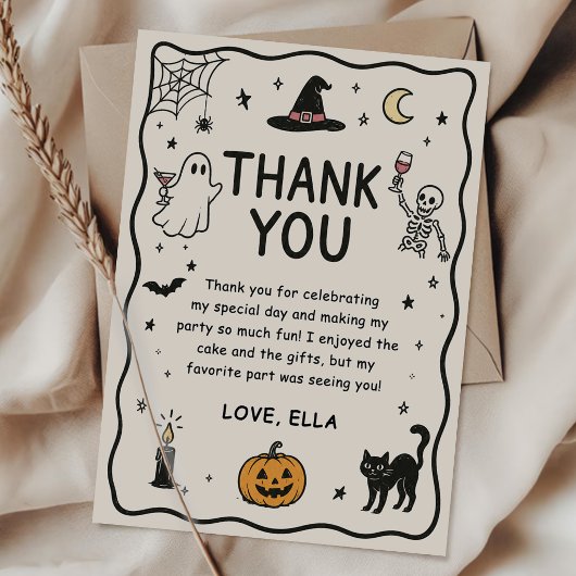Met de hand getekende Halloween bedankkaart