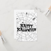 Met de hand getekende Halloween spinnenwebben Kaart (Voorkant / Achterkant in situ)