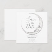 Met de Hand Getekende Halve Maan Save the Date Kaa (Voorkant / Achterkant)