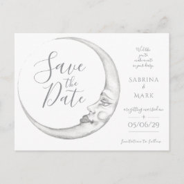 Met de hand getekende halvemaan save the date ansi briefkaart