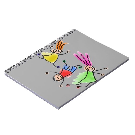 Met de hand getekende Happy Stick Figures Schets Notitieboek (Linkerzijde)