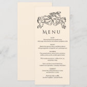 met de hand getekende hart koppel Whimsical Huweli Menu (Voorkant / Achterkant)