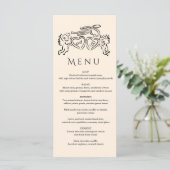 met de hand getekende hart koppel Whimsical Huweli Menu (Staand voorkant)