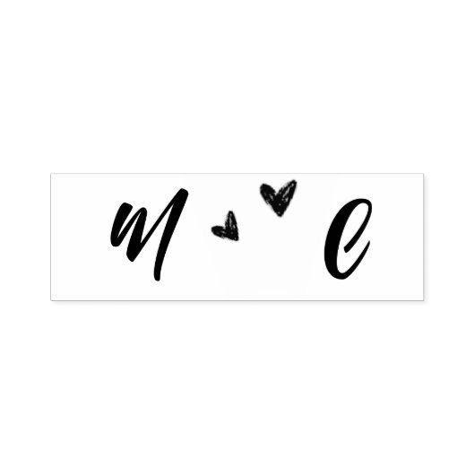 Met de hand getekende hart naam initials zelfinktende stempel (Design)