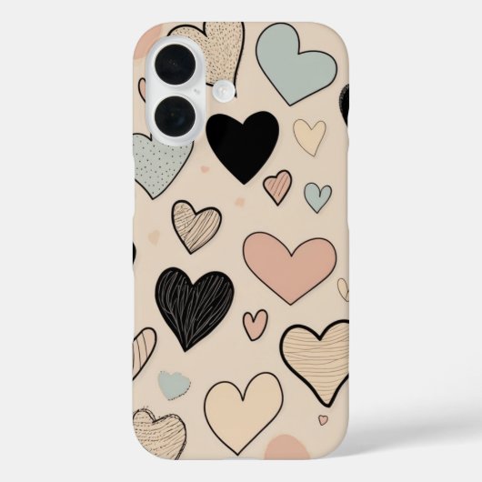 Met de hand getekende harten Case-Mate iPhone case (Achterkant)