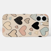 Met de hand getekende harten Case-Mate iPhone case (Achterkant (horizontaal))