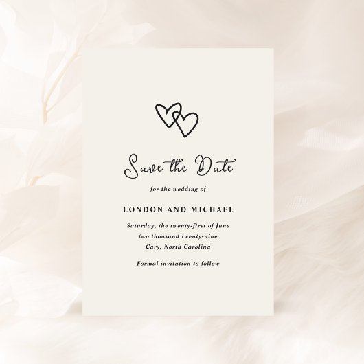 Met de Hand Getekende Harten Doodle Moderne Trouwd Save The Date