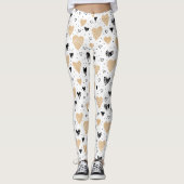 Met de hand getekende harten leggings (Voorkant)
