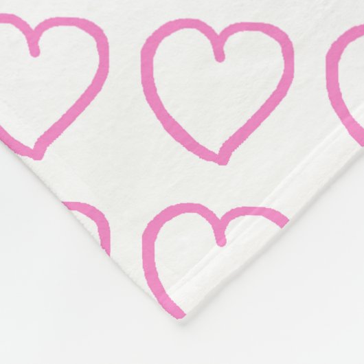 Met de hand getekende harten ontwerpen roze op wit fleece deken (Hoek)