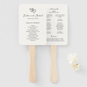 Met de Hand Getekende Hartjes Doodle Modern Huweli Handwaaier