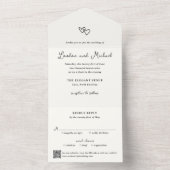 Met de Hand Getekende Hartjes Doodle QR Code Moder All In One Uitnodiging (Binnen)