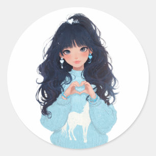 Met de Hand Getekende Hartsticker   Schattige Lief Ronde Sticker