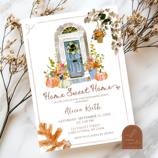 Met de Hand Getekende Herfst Huis Verwarming Feest Kaart
