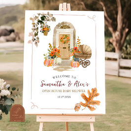 Met de Hand Getekende Herfst Open Huis Baby Shower Poster
