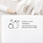 Met de Hand Getekende Herfst Pompoen Bladeren Etiket (Insitu)