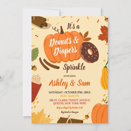 Met de Hand Getekende Herfst Pompoen Donuts Luier Kaart (Voorkant)