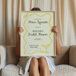 Met de Hand Getekende Hoofd Squeeze Bruidsdouche W Poster