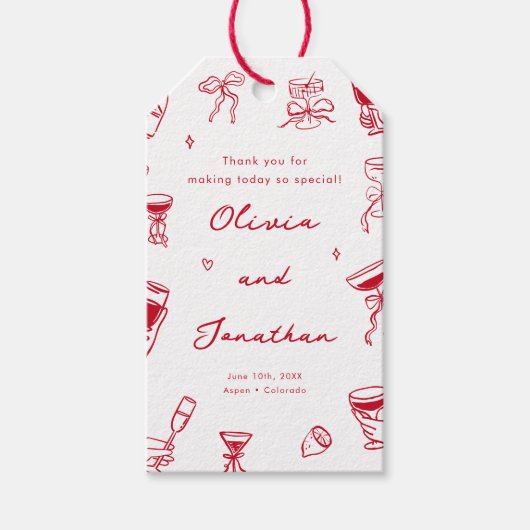 Met de Hand Getekende Huwelijk Cadeaulabel (Voorkant)