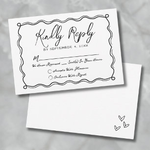 Met de Hand Getekende Huwelijk RSVP Kaartje