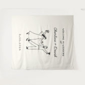 Met de Hand Getekende Huwelijksbegroeting met Krab Wandkleed (Voorkant (horizontaal))