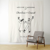 Met de Hand Getekende Huwelijksbegroeting met Krab Wandkleed (In situ)