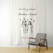 Met de Hand Getekende Huwelijksbegroeting met Krab Wandkleed (In situ)