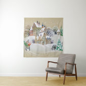 Met de hand getekende illustratie met winterlandsc wandkleed (In situ)