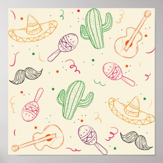 met de hand getekende illustratie van Cinco de May Poster (Voorkant)