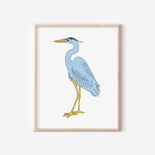 Met de hand getekende illustratie van een blauwe r poster