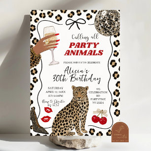 Met de hand getekende illustratie Wilde Feest Dier Kaart