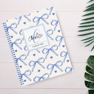 Met de Hand Getekende Illustraties Blauwe Coquette Notitieboek