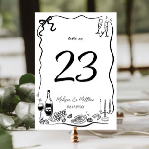 Met de hand getekende illustraties Doodles Bruilof Kaart