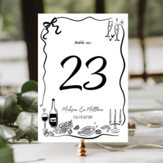 Met de hand getekende illustraties Doodles Bruilof Kaart