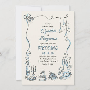 Met de hand getekende illustraties Doodles Whimsic Kaart