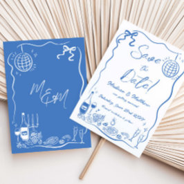 Met de hand getekende illustraties krabbelkrabbels save the date