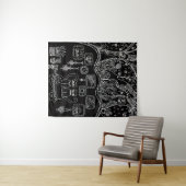 Met de hand getekende ingewikkelde katten wandkleed (In Situ (horizontaal))