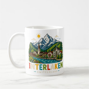 Met de hand getekende Interlaken Zwitserland Reis Koffiemok