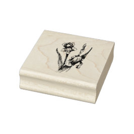 Met de hand getekende Iris-bloem, originele fijne Rubberstempel