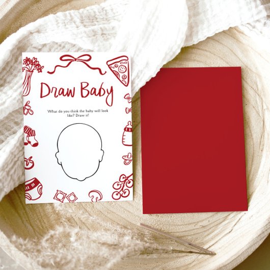 Met de Hand Getekende Italiaanse Baby Shower Teken Kaart